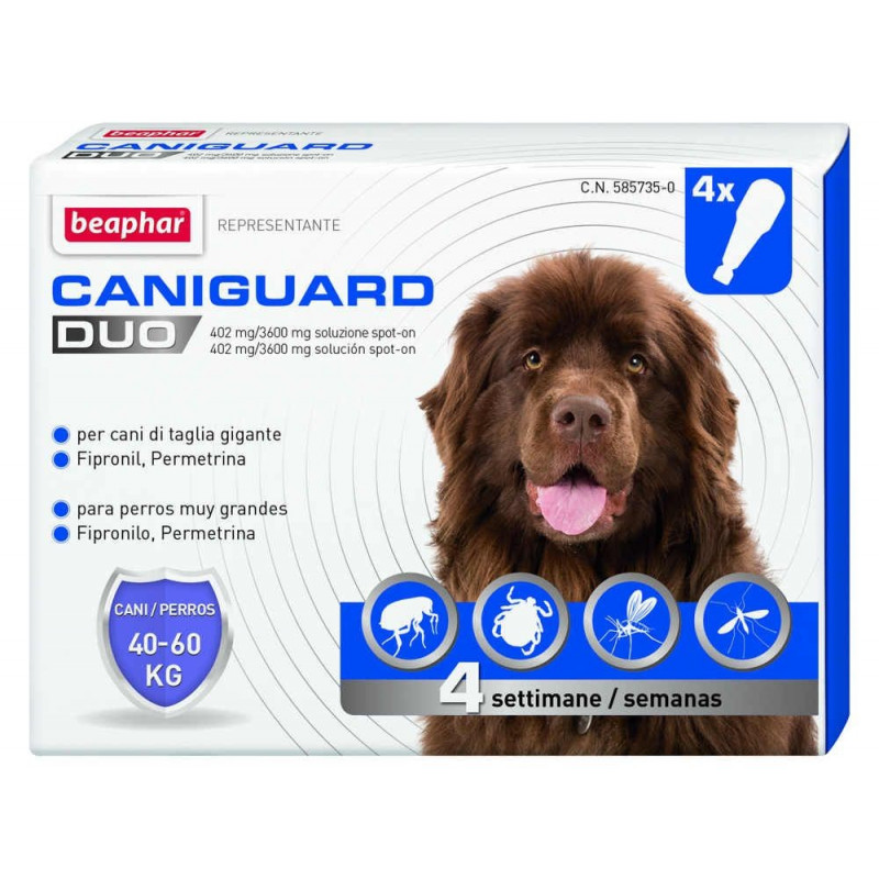 BEAPHAR CANIGUARD DUO XL 40 60KG 4 PIPETTE