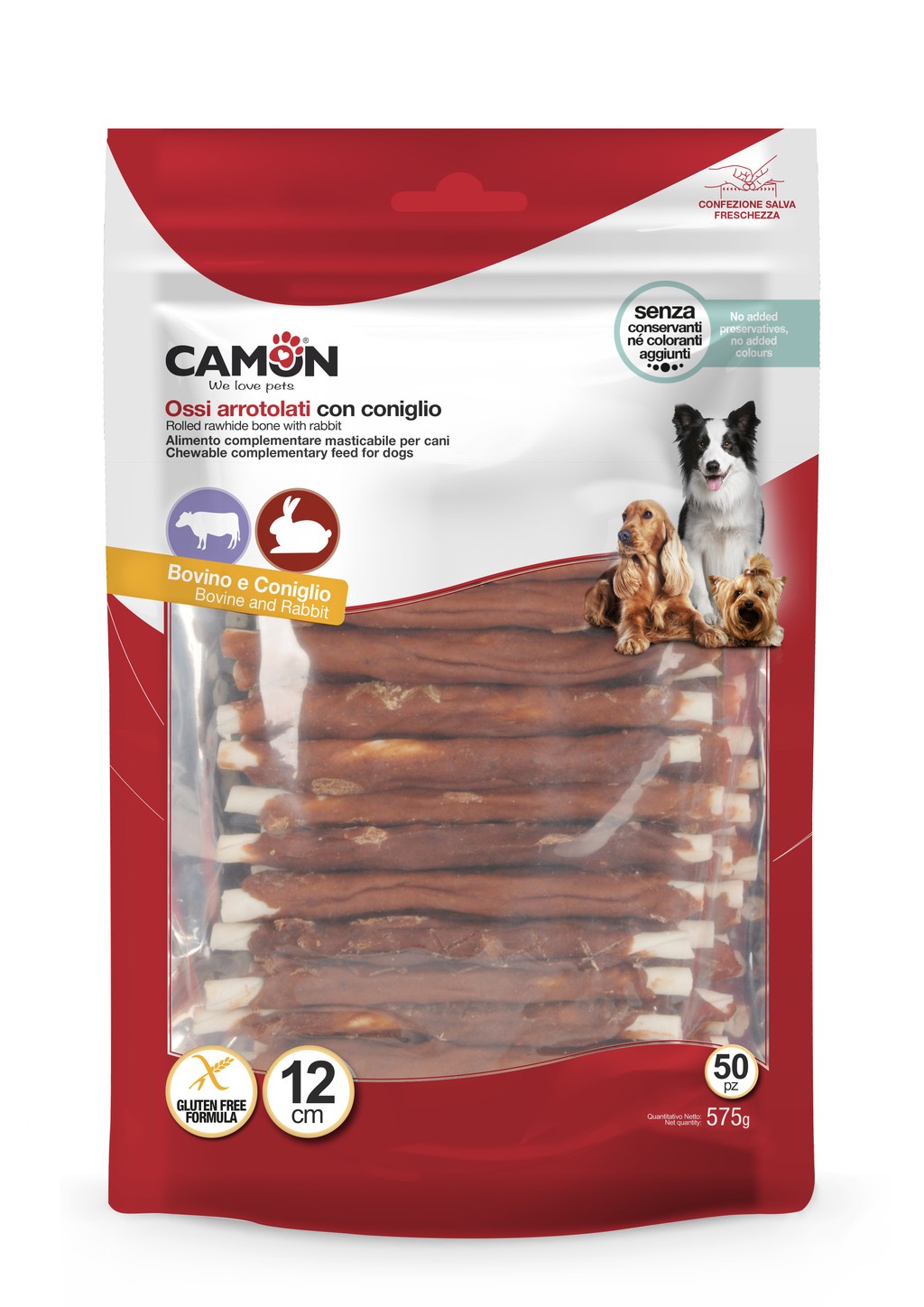 Camon osso rolls coniglio 50pz 12cm 575g 