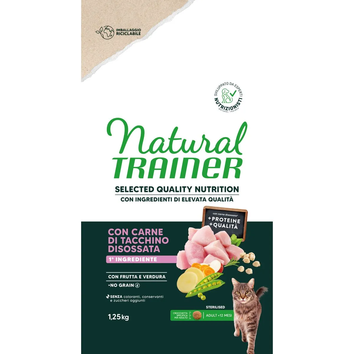 Trainer Cat SQN No Grain Sterilized Tacchino